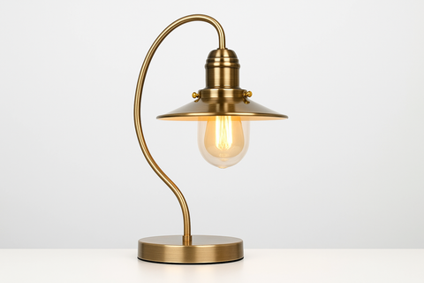 Modern Antique Brass Touch Table Lamp with Glass Shade – Includes 5W LED Bulb 3000K Warm White
