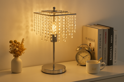 Chrome Crystal Jewelled Table Reading Lamp – 3 Elegant Designs