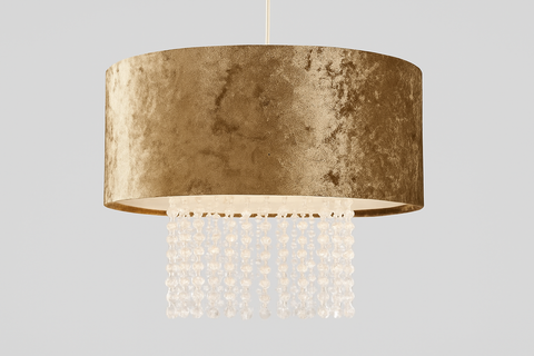 Modern Velvet Ceiling Light Shade with Clear Acrylic Droplets