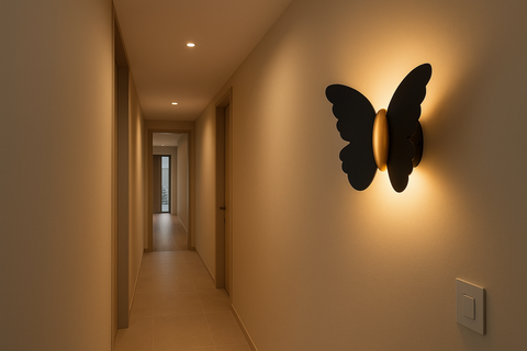 6W Black LED Butterfly Wall Light – IP65 Waterproof Up & Down Outdoor Indoor Fixture – Warm White (3000K)