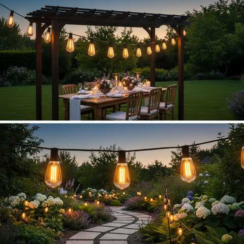 Outdoor LED Festoon Lights Heavy Duty Waterproof 24FT - 25 Bulbs