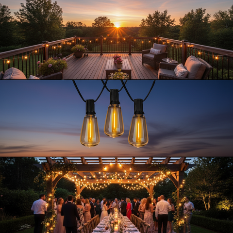 Outdoor LED Festoon Lights Heavy Duty Waterproof 24FT - 25 Bulbs