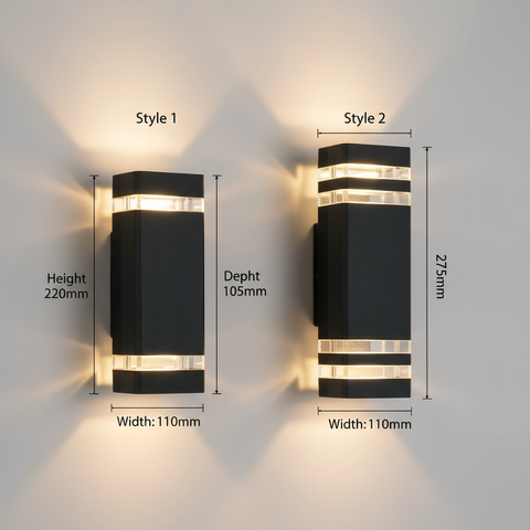 Outdoor Wall Lights – Modern Black LED Up & Down – GU10 Warm White – IP65