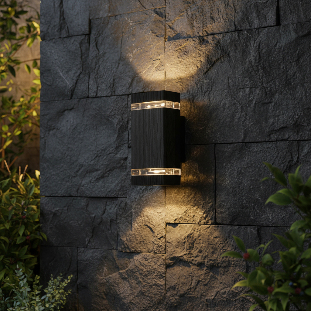 Outdoor Wall Lights – Modern Black LED Up & Down – GU10 Warm White – IP65