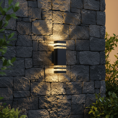 Outdoor Wall Lights – Modern Black LED Up & Down – GU10 Warm White – IP65