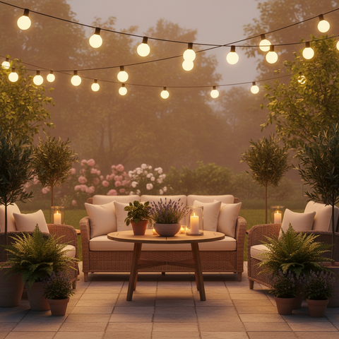 5m Festoon String Lights – Warm White Frosted Bulbs