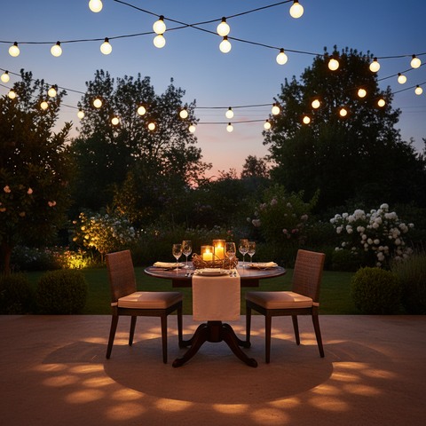 5m Festoon String Lights – Warm White Frosted Bulbs