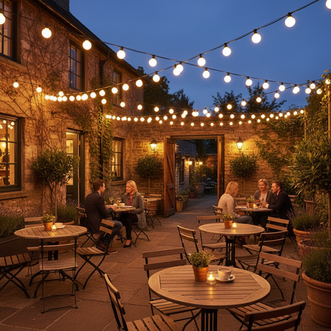 5m Festoon String Lights – Warm White Frosted Bulbs