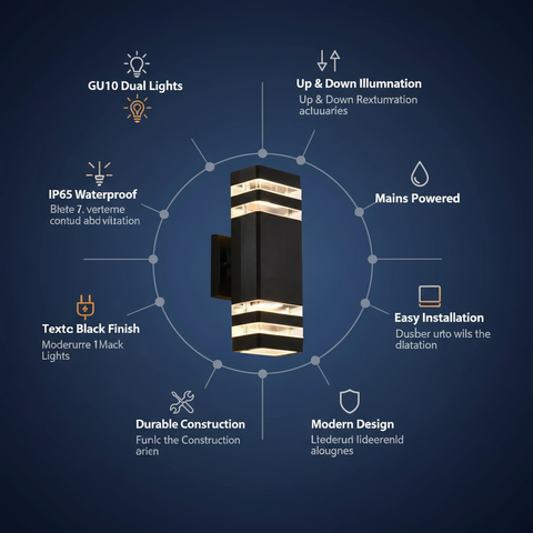 Outdoor Wall Light – Anthracite Up & Down – Modern Black Mains LED for Patio & Front Door