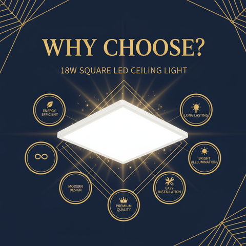 18W Square LED Ceiling Light – Cool White 6500K – Ultra-Bright Flush Mount