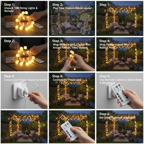 Globe String Lights – Warm White 120LED Fairy Lights with Remote