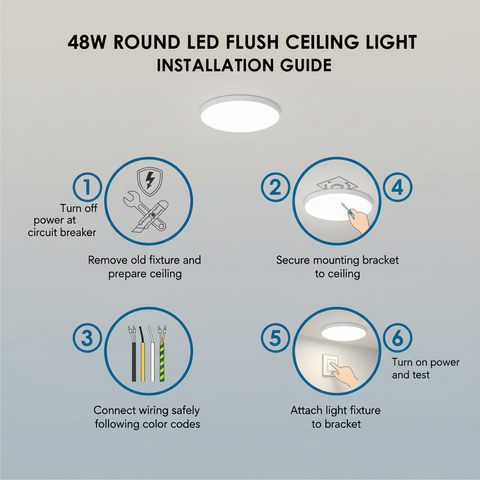 48W MODERN ROUND LED FLUSH CEILING LIGHT – COOL WHITE – ENERGY EFFICIENT UK