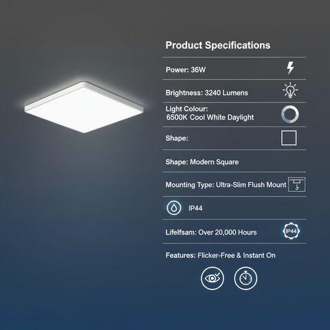 36W Flush Mount Square LED Ceiling Panels