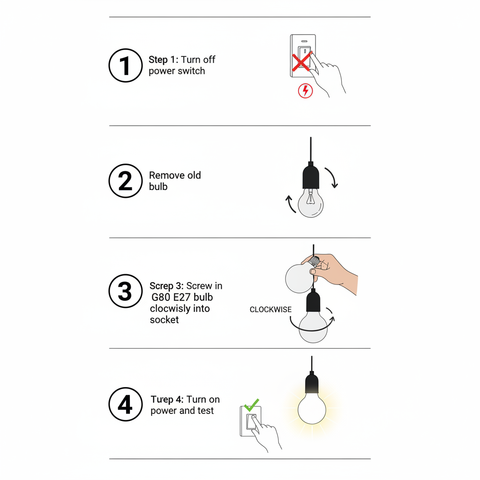 G80 LED Bulb E27 – Cool & Warm White Glass – Energy-Saving Glow