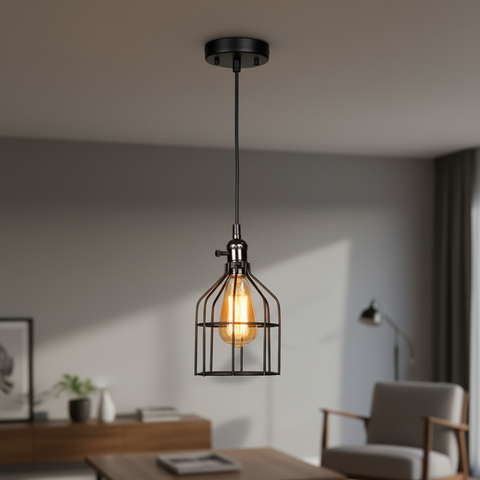 Black Iron Industrial Pendant CellinghLight – ST64 E27 – Vintage Indoor Style