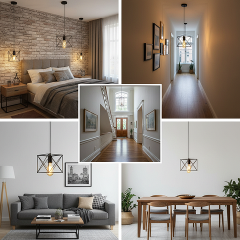 Black Iron Industrial Pendant CellinghLight – ST64 E27 – Vintage Indoor Style