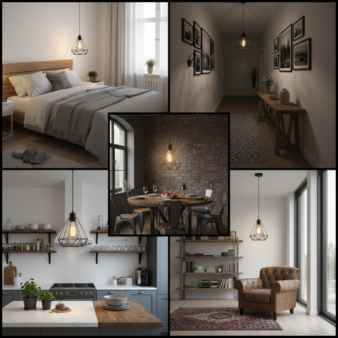 Black Iron Industrial Pendant CellinghLight – ST64 E27 – Vintage Indoor Style