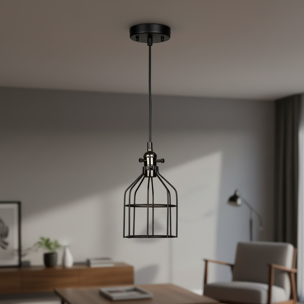 Black Iron Industrial Pendant CellinghLight – ST64 E27 – Vintage Indoor Style