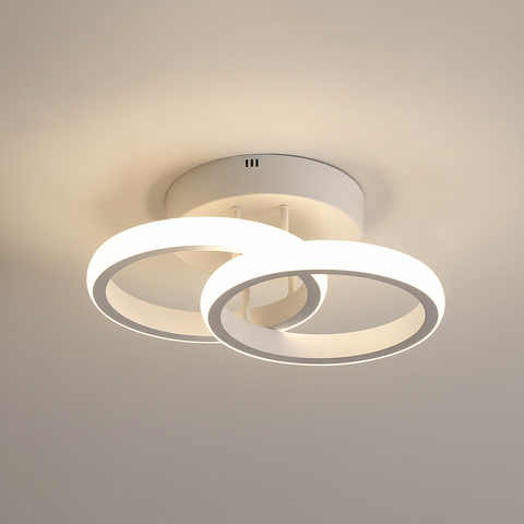 20W Double Round LED Ceiling Light – White Dual Ring –  Dimmable Modern Style