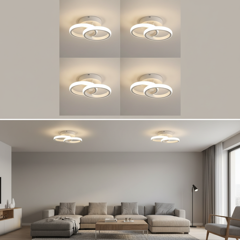 20W Double Round LED Ceiling Light – White Dual Ring –  Dimmable Modern Style