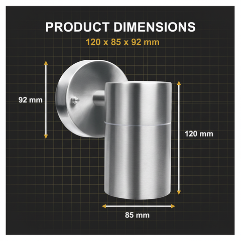 Modern Stainless Steel GU10 Outdoor Down Wall Light IP44 Waterproof Garden Wall Sconce Silver Exterior Porch Patio Light with Bulb Options & Multi-Pack Bundles