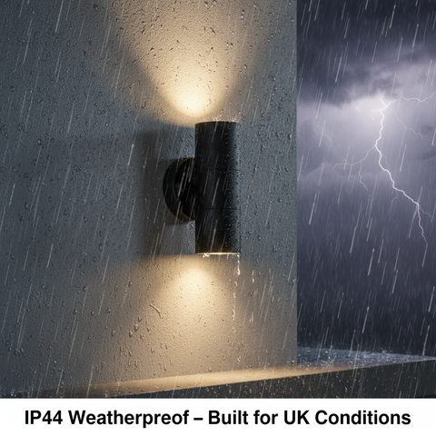 Outdoor Up & Down Wall Light – GU10 Compatible – IP44 Waterproof Stainless Steel – Energy-Efficient Exterior Lighting for Gardens, Patios & UK Homes