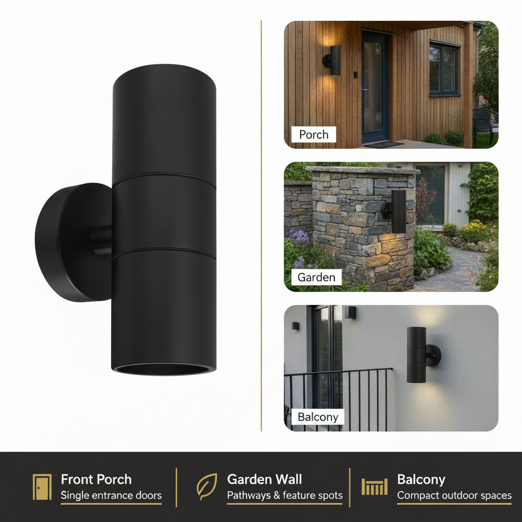 Outdoor Up & Down Wall Light – GU10 Compatible – IP44 Waterproof Stainless Steel – Energy-Efficient Exterior Lighting for Gardens, Patios & UK Homes