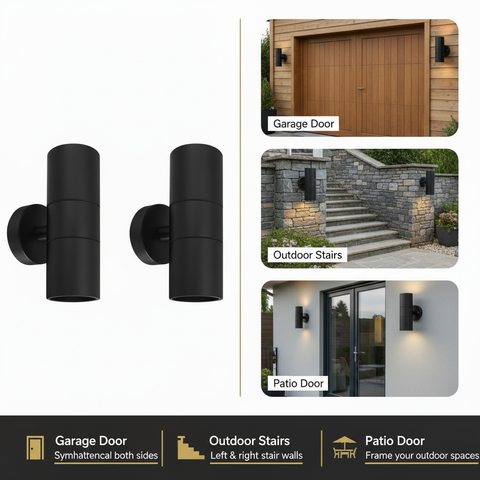 Outdoor Up & Down Wall Light – GU10 Compatible – IP44 Waterproof Stainless Steel – Energy-Efficient Exterior Lighting for Gardens, Patios & UK Homes
