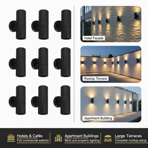Outdoor Up & Down Wall Light – GU10 Compatible – IP44 Waterproof Stainless Steel – Energy-Efficient Exterior Lighting for Gardens, Patios & UK Homes