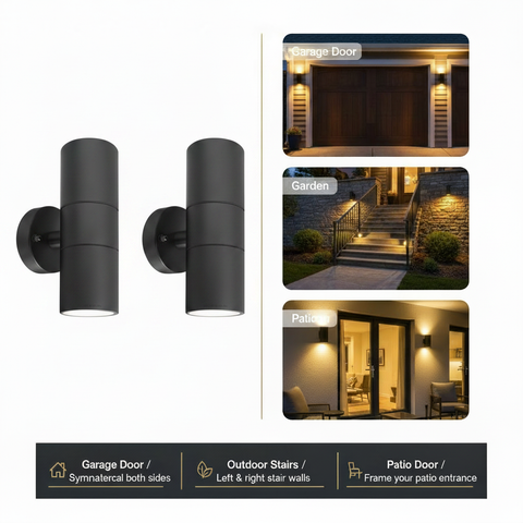 Outdoor Up & Down Wall Light – GU10 Compatible – IP44 Waterproof Stainless Steel – Energy-Efficient Exterior Lighting for Gardens, Patios & UK Homes