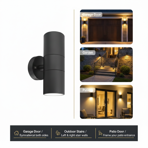 Outdoor Up & Down Wall Light – GU10 Compatible – IP44 Waterproof Stainless Steel – Energy-Efficient Exterior Lighting for Gardens, Patios & UK Homes