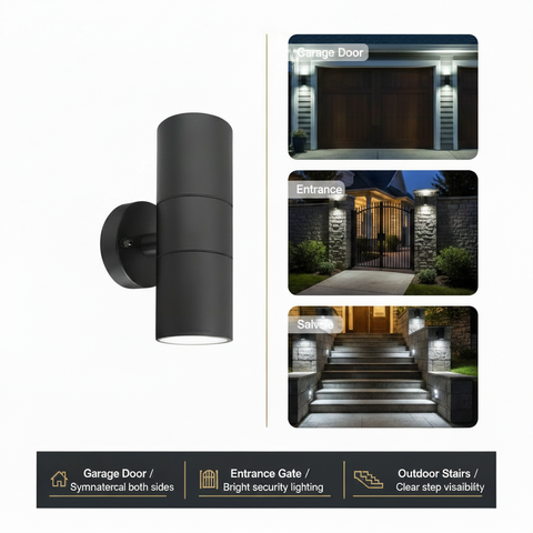 Outdoor Up & Down Wall Light – GU10 Compatible – IP44 Waterproof Stainless Steel – Energy-Efficient Exterior Lighting for Gardens, Patios & UK Homes