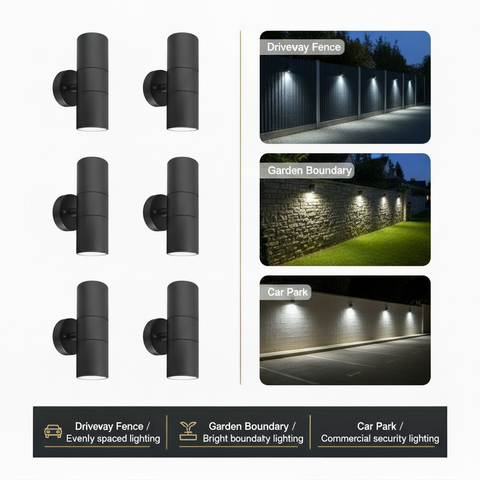 Outdoor Up & Down Wall Light – GU10 Compatible – IP44 Waterproof Stainless Steel – Energy-Efficient Exterior Lighting for Gardens, Patios & UK Homes
