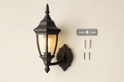 Outdoor Outside Wall Light Black Coastal Weatherproof Lantern Traditional Vintage LED (Black Wall Light 2)