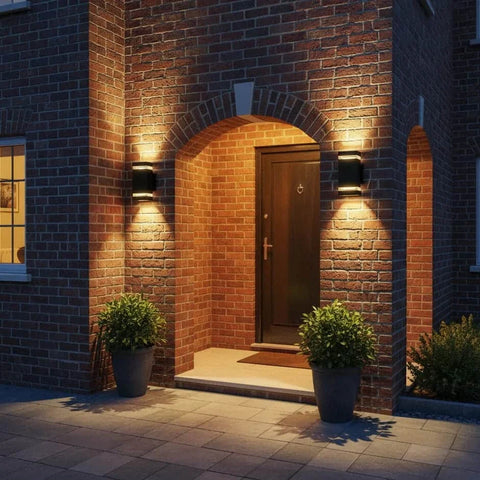 Outdoor Black Up & Down Wall Light – LED Energy-Saving Lamp - GU10 Bulbs