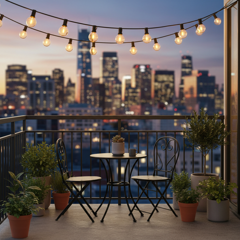 Outdoor Festoon String Lights 200FT (60M) Mains Powered, 104 LED G40 Shatterproof Bulbs, IP45 Waterproof Linkable Garden Lights