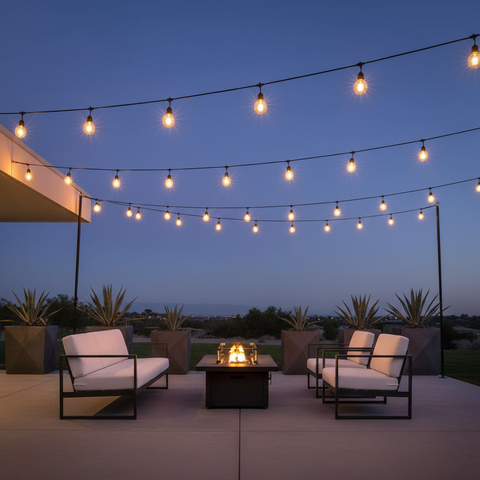 Outdoor Festoon String Lights 25FT (7.6M) Mains Powered, 13 G40 LED Bulbs, IP45 Waterproof Shatterproof Garden Lights for Patio, Backyard & Party Decoration