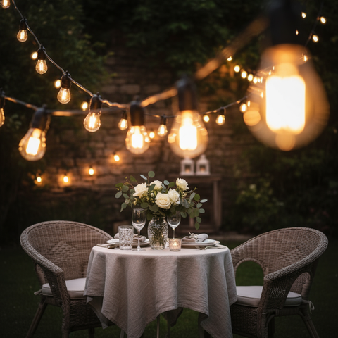 Outdoor Mains Powered Festoon Lights 144FT (45M)