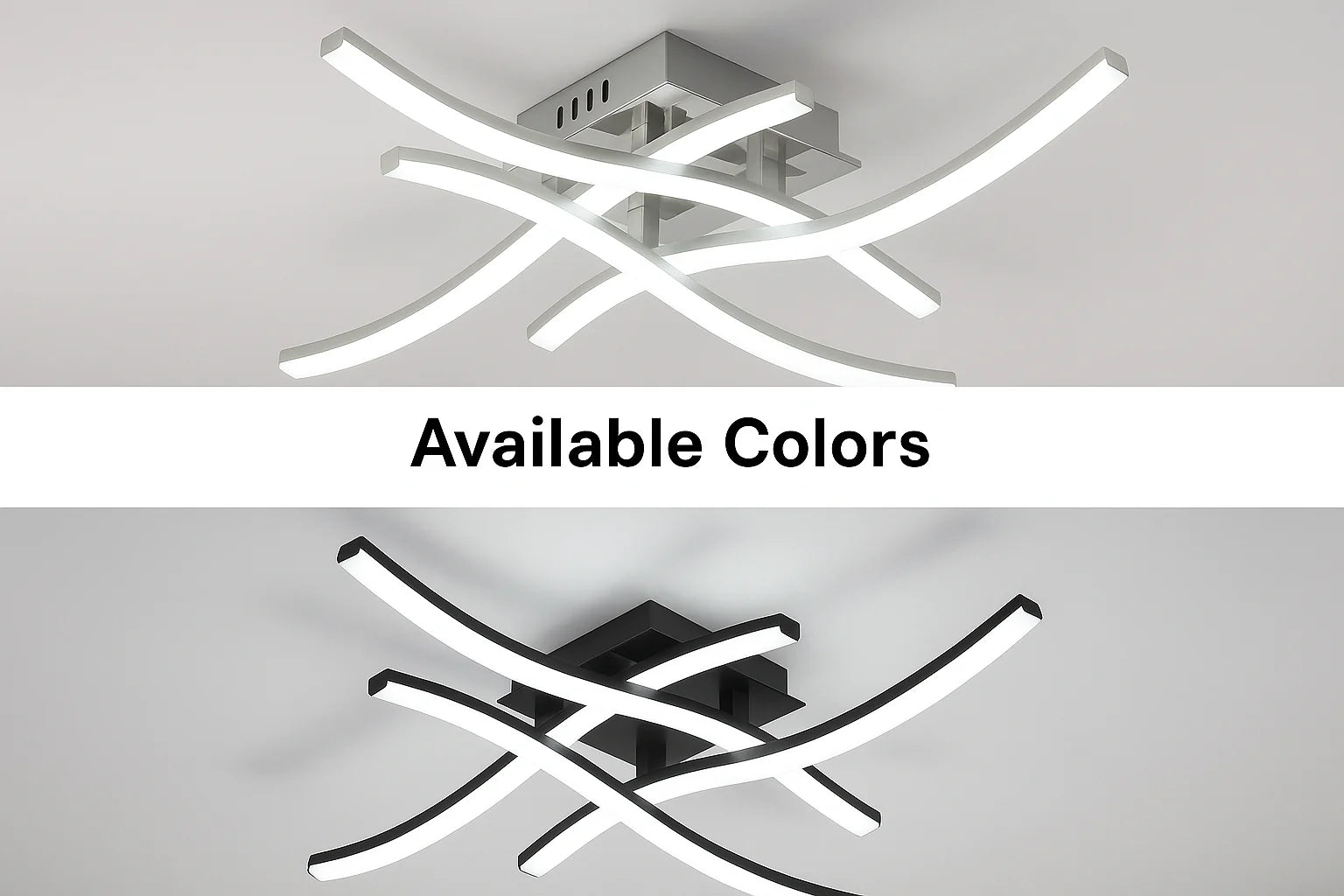 Ceiling light fixture with 'Available Colors' text on a gray background