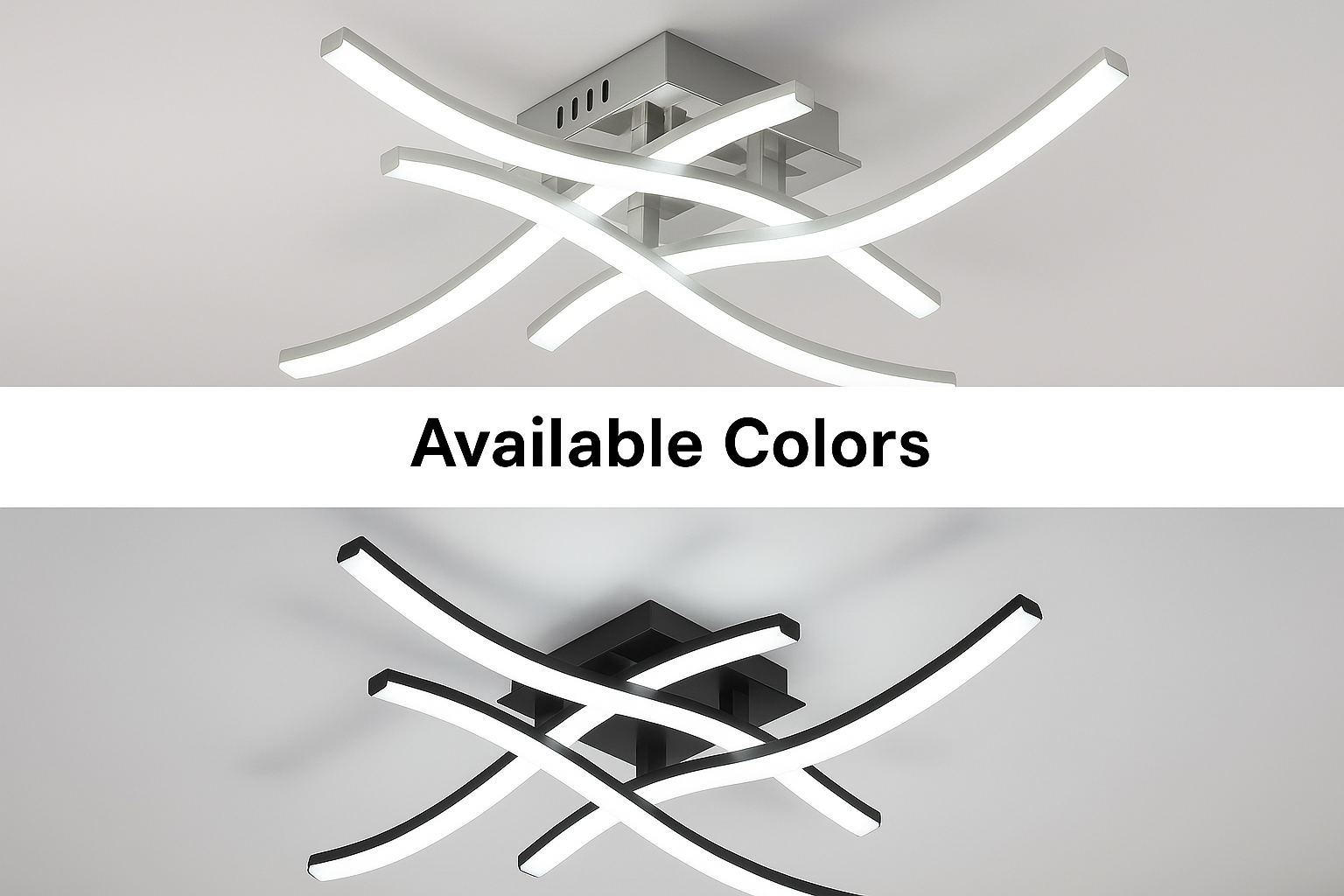 Ceiling light fixture with 'Available Colors' text on a gray background