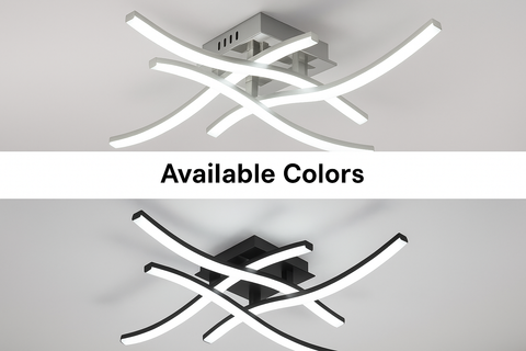 Ceiling light fixture with 'Available Colors' text on a gray background