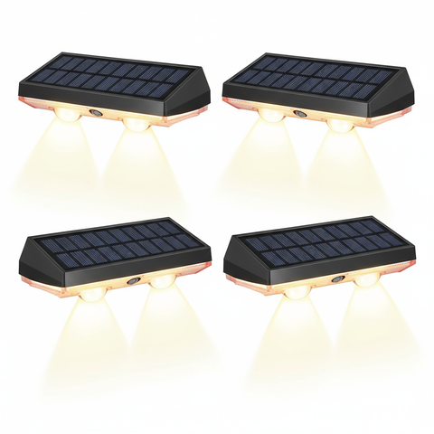 Super Bright Solar Door Fence Wall Lights 2/4 Pack RGB & Warm White IP65 Outdoor Lamp