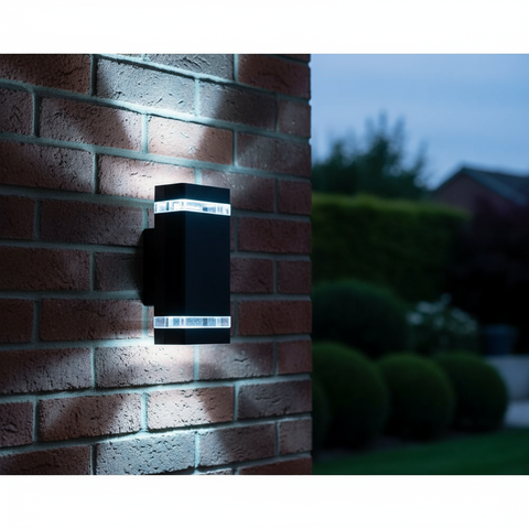Outdoor Black Up & Down Wall Light – LED Energy-Saving Lamp - GU10 Bulbs