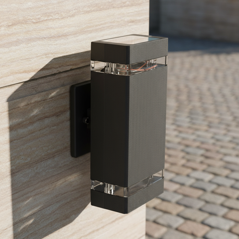 Outdoor Black Up & Down Wall Light – LED Energy-Saving Lamp - GU10 Bulbs