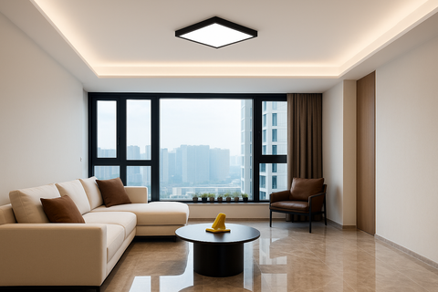 Modern LED Square Flush Ceiling Light 36W Black