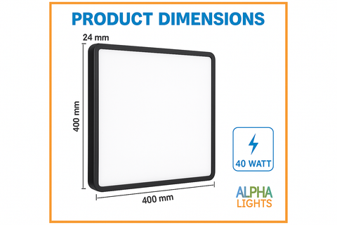 Modern LED Square Flush Ceiling Light 36W Black