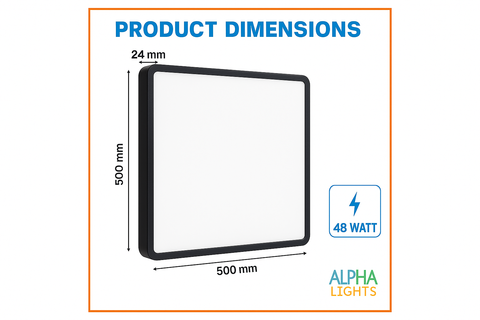 Modern LED Square Flush Ceiling Light 36W Black