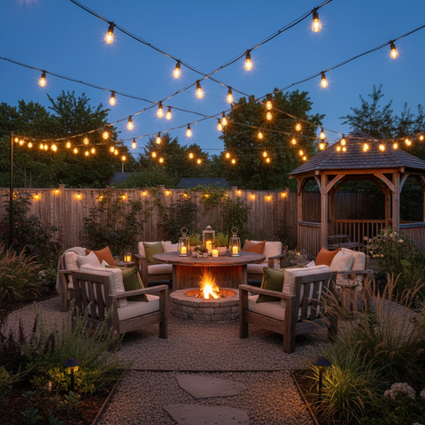 96FT Outdoor Festoon String Lights, Pack with 30 LED Bulbs, Waterproof Warm White Patio Lights