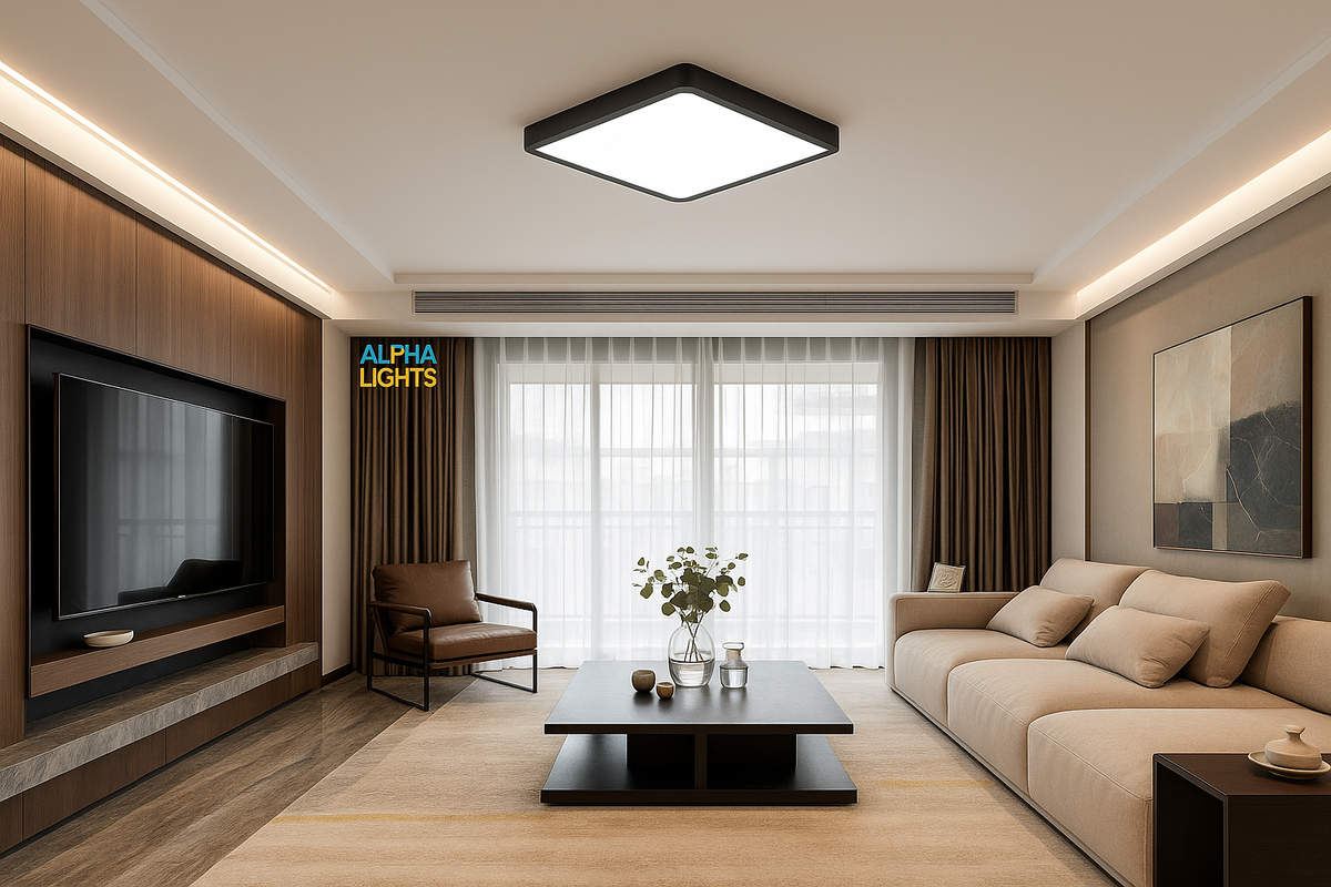 Modern LED Square Flush Ceiling Light 36W Black