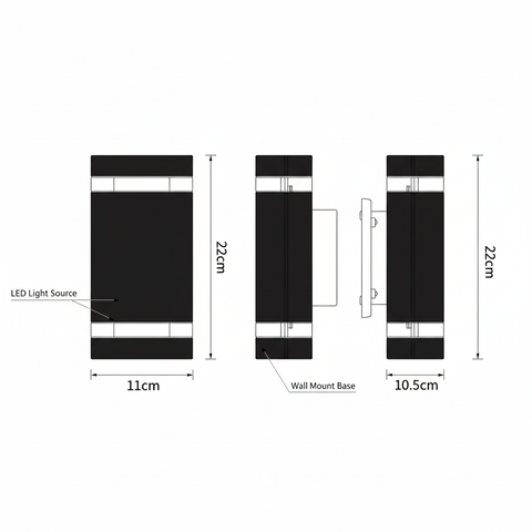 Modern Black Outdoor Wall Lamp – Warm White GU10 LED Lighting